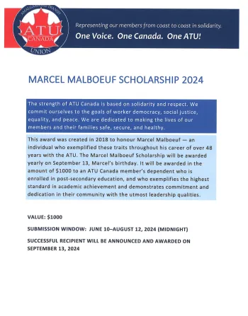 Marcel Malboeuf Scholarship 2